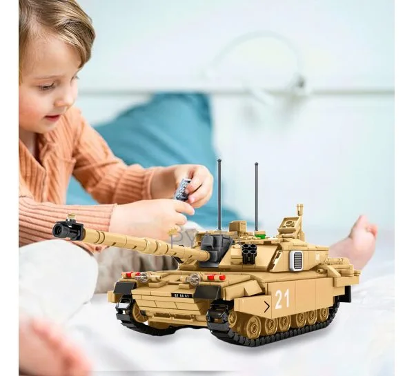 Конструктор для хлопчиків KB 184 військовий танк, чоловічки, 904 деталі, в коробці 47,5-36-7см (IGR24)