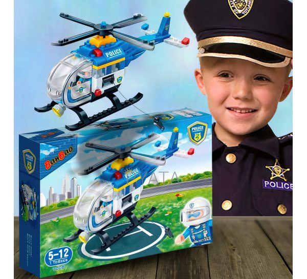 Конструктор детский "Полиция" (112 элементов) Вертолёт/Banbao 7008 (SB)