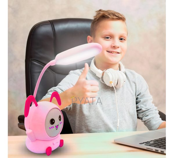 Детская лампа настольная аккумуляторная YX-901 "Кролик" (розовая) 