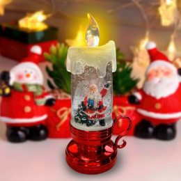 Новорічна свічка Дід Мороз декоративна (на батарейках) Led 77х69х172 мм (Червоний) прикраса святкового столу