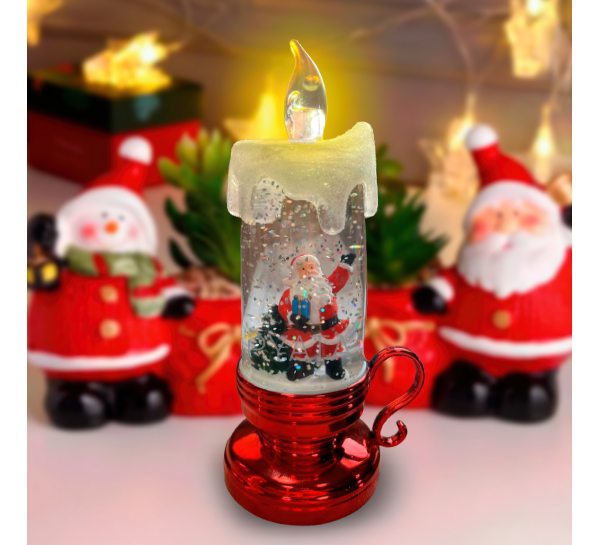 Новорічна свічка Дід Мороз декоративна (на батарейках) Led 77х69х172 мм (Червоний) прикраса святкового столу
