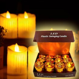Большой набор реалистичных декоративных свечей для декора  12 штук Plastic Swinging Candle  (В)