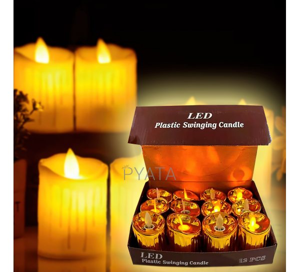 Большой набор реалистичных декоративных свечей для декора  12 штук Plastic Swinging Candle  (В)