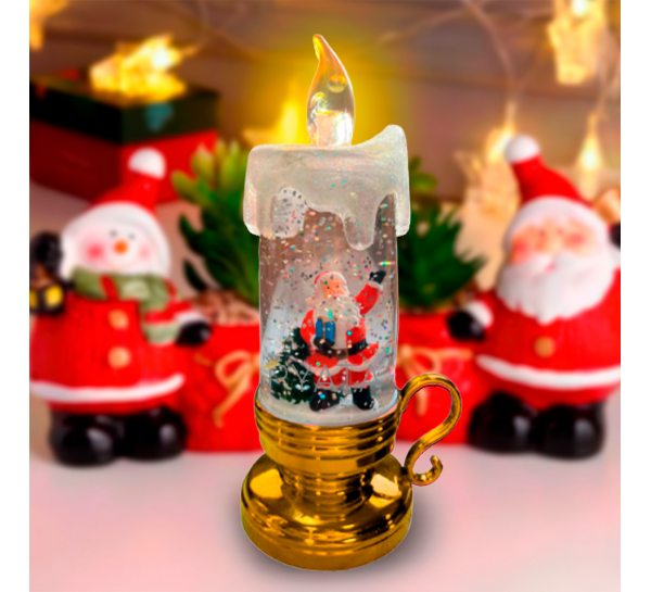 Новорічна свічка Дід Мороз декоративна (на батарейках) Led 77х69х172 мм (золота) прикраса святкового столу