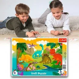 Пазлы детские с рамкой - (15 элм.) - "Динозавры" Trefl 31359 (SB)