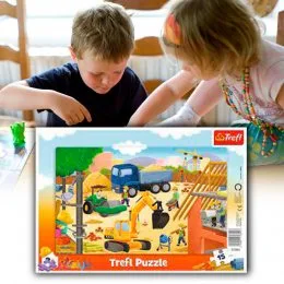 Пазлы детские с рамкой - (15 элм.) - "На стройке" Trefl 31354 (SB)