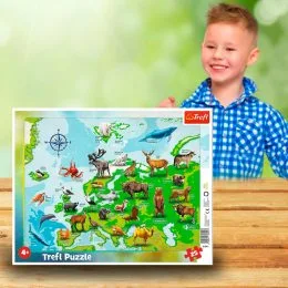 Пазли дитячі (рамкою) 25 елементів "Карта Європи з тваринами" Trefl 31341 (SB)