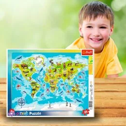 Пазли дитячі (рамкою) 25 елементів "Карта світу з тваринами" Trefl 31340 (SB)