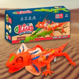 Ящерица с шестеренками светящаяся со звуком Интерактивная игрушка для детей, ZR155 (IGR24)