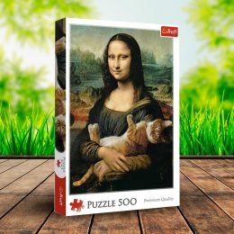 Пазлы "Картины известных художников" - (500 элем.) - "Мона Лиза и спящий котёнок"  Trefl 37294 (SB)