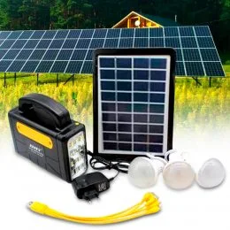 Портативна сонячна система освітлення з трьох ламп та USB Solar Power Light System AT-9006A
