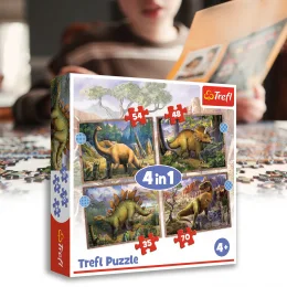 Дитячі пазли Trefl 4в1, «Цікаві динозаври» 34383, 207 елементів (SB)