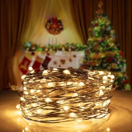 Гирлянда Xmas «Роса», батарейки, 5 м, теплый свет на 3 батарейки (HA-53)