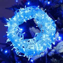 Світлодіодна LED гірлянда XMAS, синя, прозорий провід, 500 LED, 32 метри