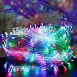 Світлодіодна LED гірлянда XMAS, мультиколір, прозорий провід, 500 LED, 32 метри