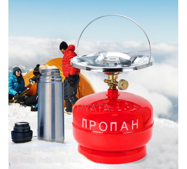 УЦІНКА! Туристичний газовий балон із пальником 5л Червоний