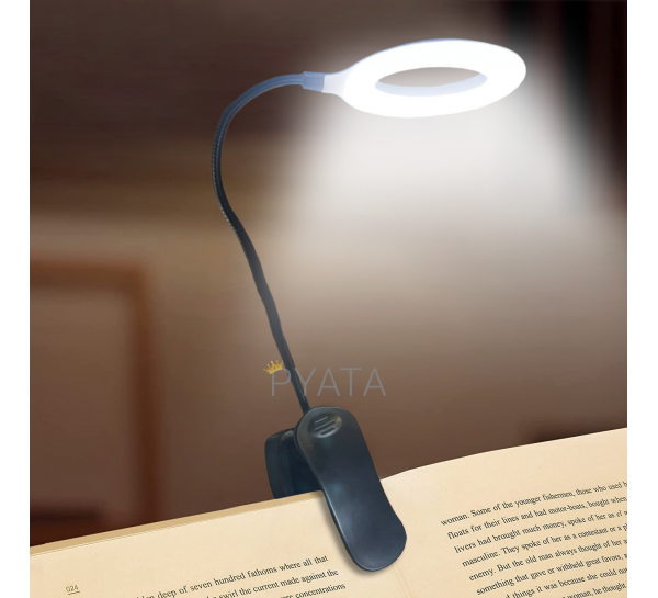 Акумуляторна настільна лампа USB Book Light QH8806A з прищіпкою