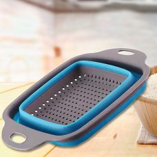 Розкладний силіконовий друшляк Collapsible filter baskets, 2в1, квадратний синій