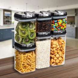 Набор контейнеров для сыпучих Food Storage Container Set 6 емкостей, прозрачные органайзеры, баночки для хранения пищевых продуктов, круп с крышками (205)