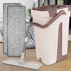 Зручна швабра ледарка Scratch Cleaning Mop, відро (10л) + 2 змінні насадки з мікрофібри Бежевий