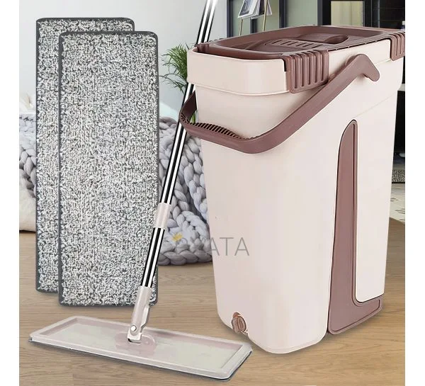 УЦЕНКА! Удобная швабра лентяйка Scratch Cleaning Mop, ведро (10л) + 2 сменные насадки из микрофибры