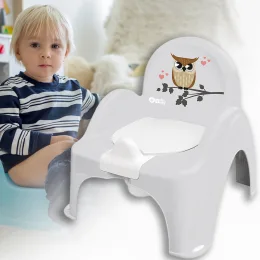 Горщик-стільчик «Plus baby» Маленька сова PB-SOWA-007-106, з підлокітниками, Tega Baby, сірий (SB)