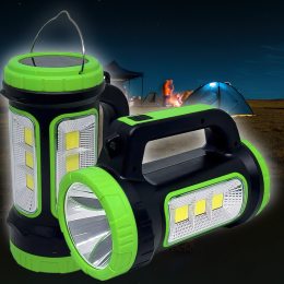 Светодиодный ручной аккумуляторный прожектор-фонарь с солнечной панелью Multifunctional Searchlight MH818A Зеленый