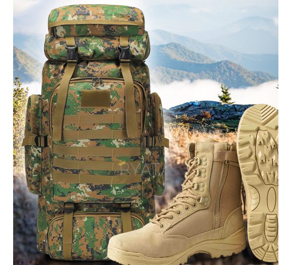 Военный водонепроницаемый тактический военный рюкзак Камуфляж Джунгли 80л (212)