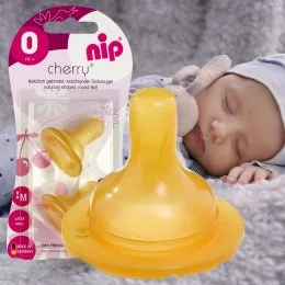 Детская круглая универсальная латексная соска NIP "Вишенка" S-медленный поток от 0 месяцев 2шт. (93000) (TK)