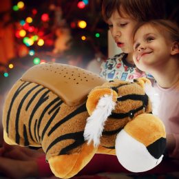 Детская игрушка-подушка ночник-проектор звездного неба "Тигренок" 