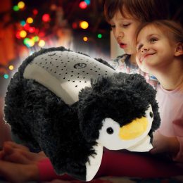 Дитяча іграшка-подушка нічник-проектор зоряного неба "Пінгвін"