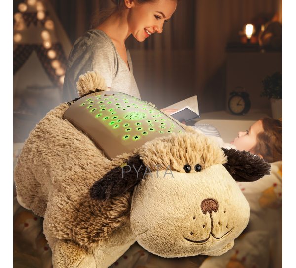 Дитяча іграшка-подушка нічник-проектор зоряного неба "Собачка"