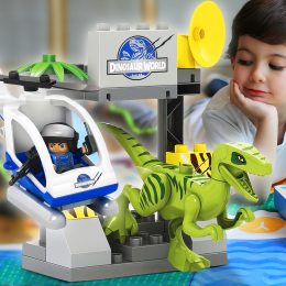 Дитячий ігровий набір конструктор JDLT 5249 "Динозавр з вертольотом" 35 деталей (5249) (IGR24)