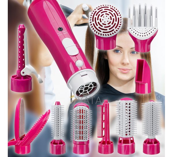 Багатофункціональний фен-стайлер для волосся з насадками Hair Styler 10в1 87010 Рожевий