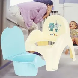 Антискользящий горшок-стульчик с музыкой Tega baby "Кот и пес" Желтый (PO-063-102) (SB)