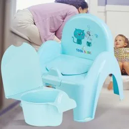 Антискользящий горшок-стульчик с музыкой Tega baby "Кот и пес" Голубой (PO-063-101) (SB)