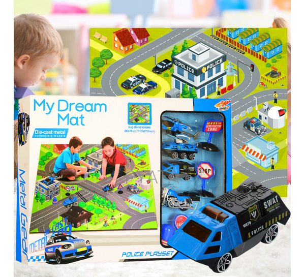 Детский игровой набор коврик с транспортом "Полицейская миссия" Toys Factory (LA-065) (IGR24)
