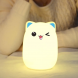 Силиконовый мягкий беспроводной светодиодный детский ночник для сна "Котик" Голубые ушки EL-543-15 (237) 