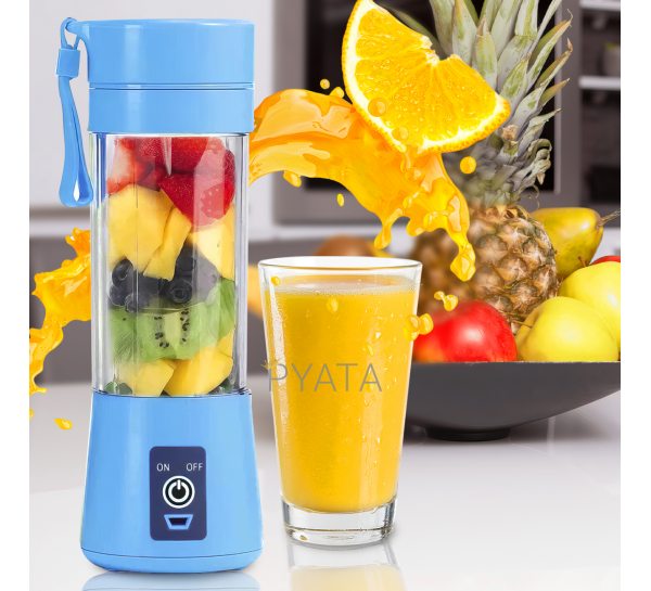 Портативна фітнес кружка-блендер Smart Juice Cup Fruits USB зарядка Блакитний (EL-03-4) (237)