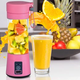 Портативна фітнес гуртка-блендер Smart Juice Cup Fruits USB зарядка Рожевий (EL-03-4) (В)