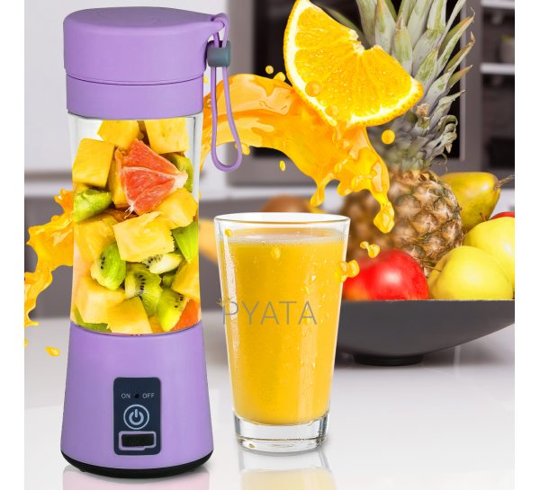 Портативная фитнес кружка-блендер Smart Juice Cup Fruits USB зарядка Фиолетовый (EL-03-4) (В)