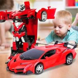 УЦЕНКА! Детская радиоуправляемая игрушка машинка-трансформер 2в1 Lamborgini Robot Car Size 1:18 