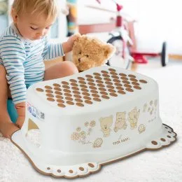 Детская пластиковая нескользящая подставка под ноги Tega Baby "Медведики" Белая жемчужина (MS-017-118) (SB)