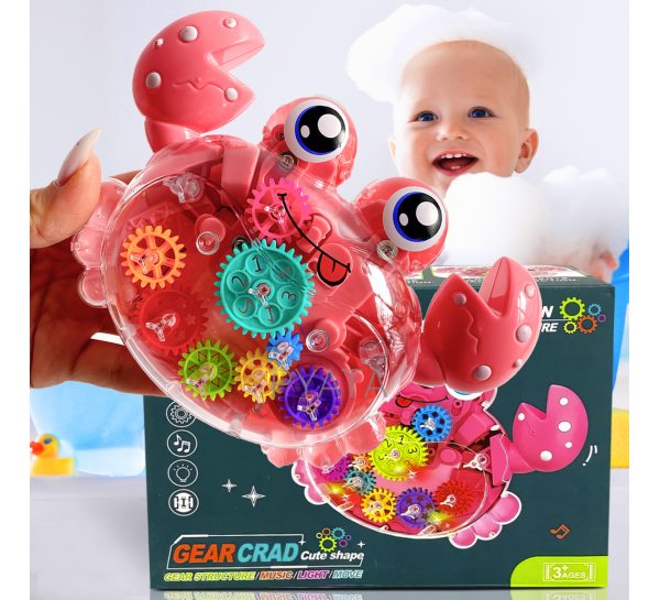 Детская интерактивная игрушка со световыми и музыкальными эффектами "Крабик" с шестеренками (IGR24)