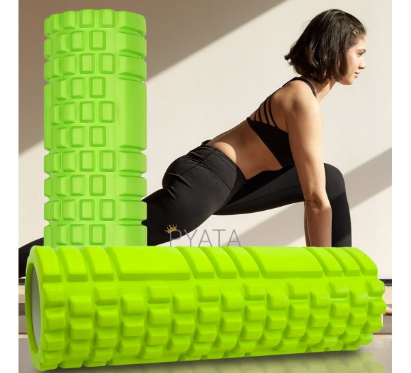 Роликовий масажер для йоги та фітнесу EVA MS 1836-GR 30х10 см Зелений