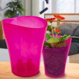 Прозорий вазон-склянка для квітів "Ніка" 13х13,5см Рожевий (DRK)