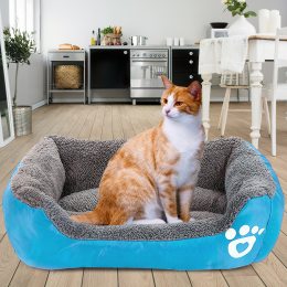 М'яка лежанка-пуф з бортиками для домашніх тварин котів та собак з бортиками S (44х33 см) Блакитний (626)