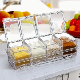 Кухонний набір-органайзер для зберігання спецій на 4 секції Crystal Seasoning Box (205)