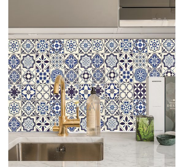 Кухонна плівка самоклейна для кухонної поверхні "Східний орнамент" 60х200 см Синій (626)