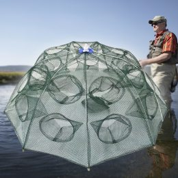 Рыболовная верша для раков, сачок зонт для раков, рачница приманка 24 входов